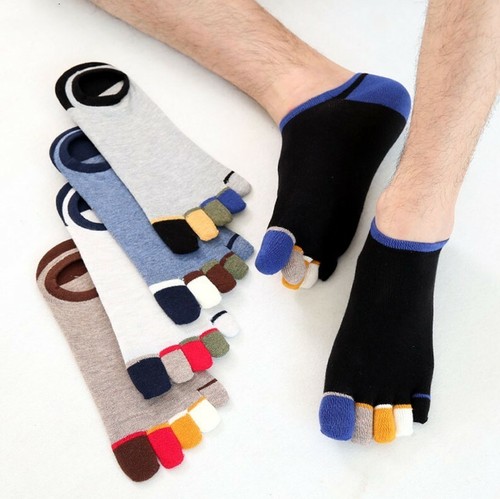 5Pack Men NoShow Ankle Five Finger Toe Sport Casual Soft Color Cotton Socks 7-11 - Picture 9 of 11