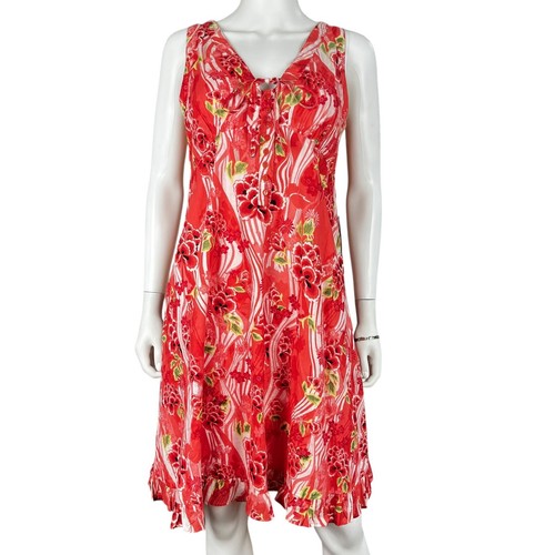Raviya Dress Womens Large Red Short Floral Summer Flowy