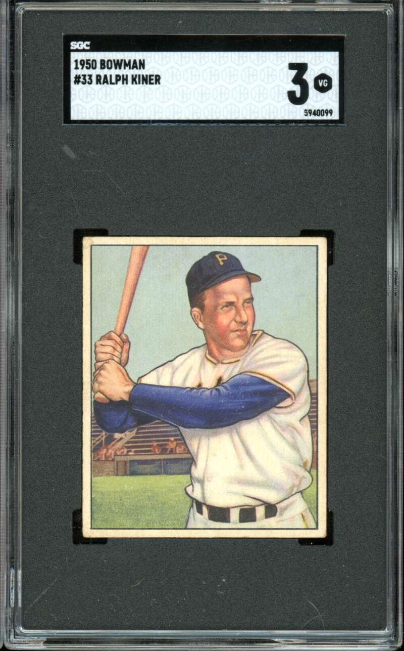 1950 Bowman #33 Ralph Kiner Pirates HOF SGC 3 VG
