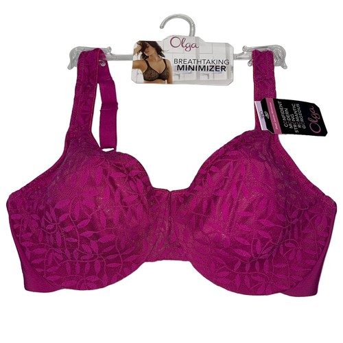 Olga Bra Underwire Minimizer Lace Sheer Leaves Lightweight Full Coverage 35519 - Picture 14 of 84