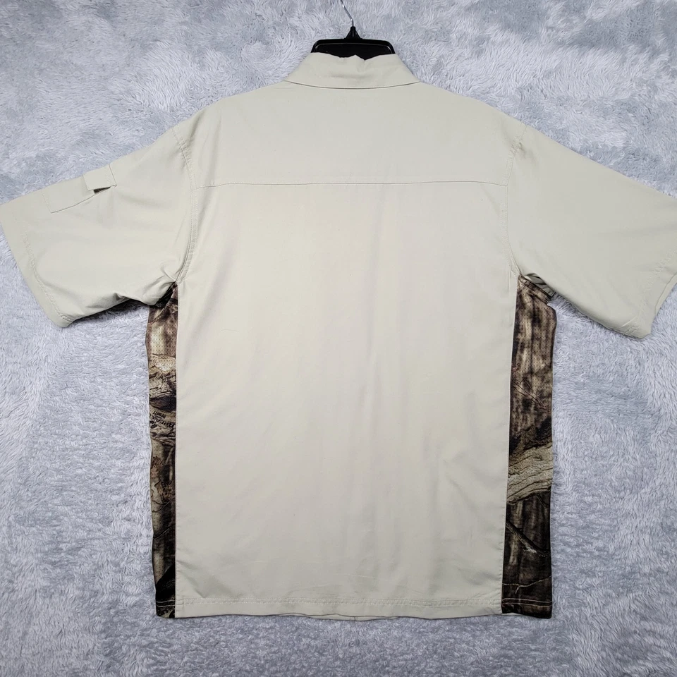 Camisa Bimini Bay Para Hombres Mediana Caqui Camuflada Laterales Bolsillos Abotonados Pesca Exterior Foto 2 de 4