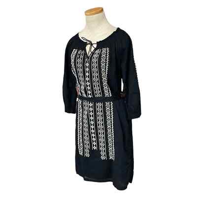 Caslon Dress Womens XS X Small Black Cream Embroidered NWT Sheath Bohemian  | eBay