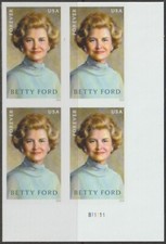 USA Sc. 5852a (F) Betty Ford 2024 MNH  plate block ****NO DIE CUTS****