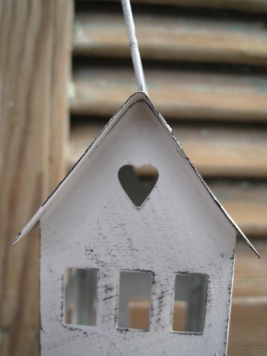 Shabby Deko Mini-Laterne "Herz" zum Hängen weiß Landhaus Windlicht Haus Liebe - Bild 7 von 12