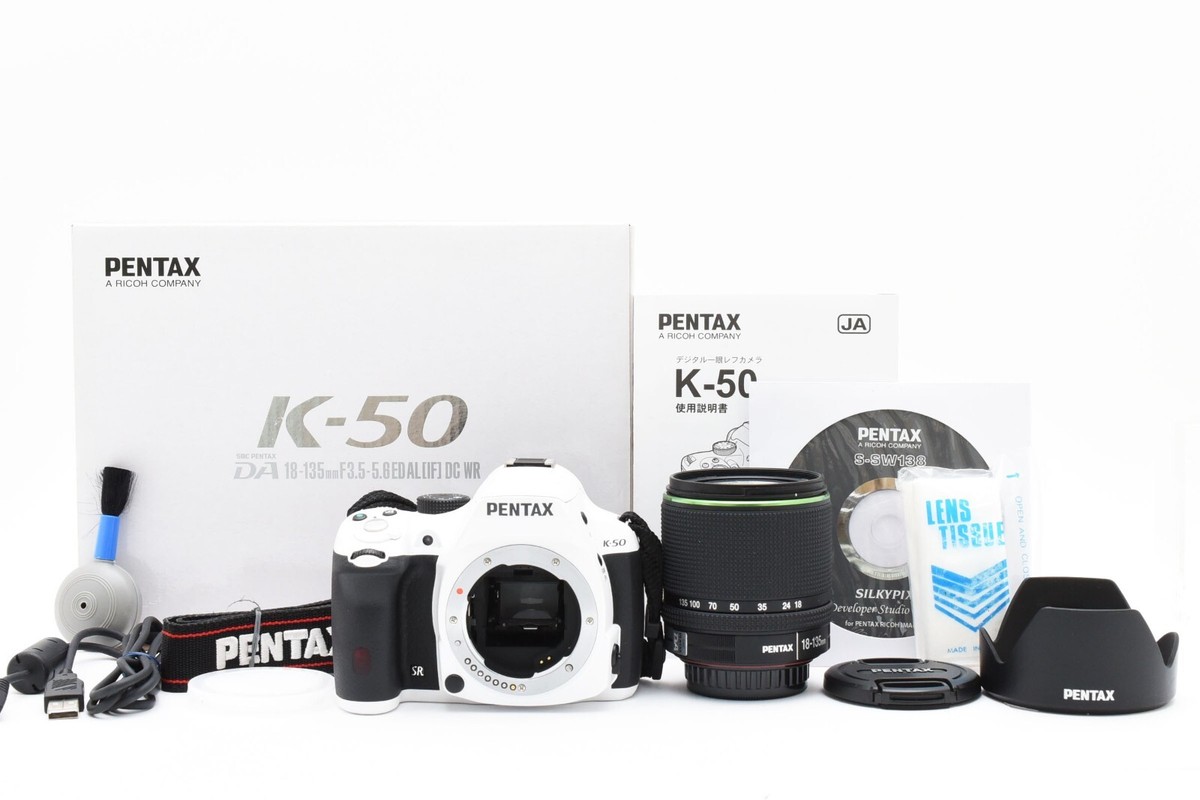 PENTAX K-50 16.3MP Digital SLR Camera White w/ DA 18-135mm f