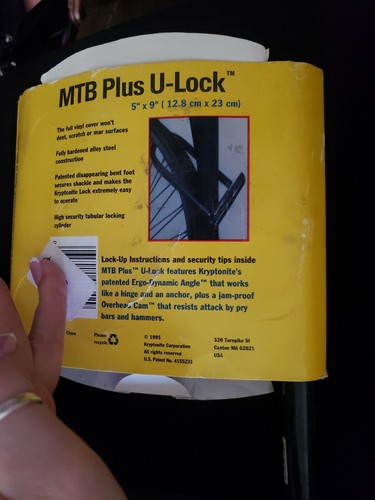 BIKE LOCK Kryptonite MBT 5" x 9" Solid steel kuff Ergo Dynamic Angle Jam Proof - Picture 5 of 5