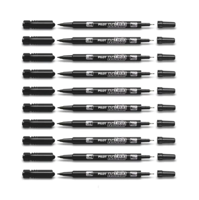 10 x PILOT Permanent-Marker Twin Marker schwarz 2 Spitzen 0,3+0,5 mm 4045701