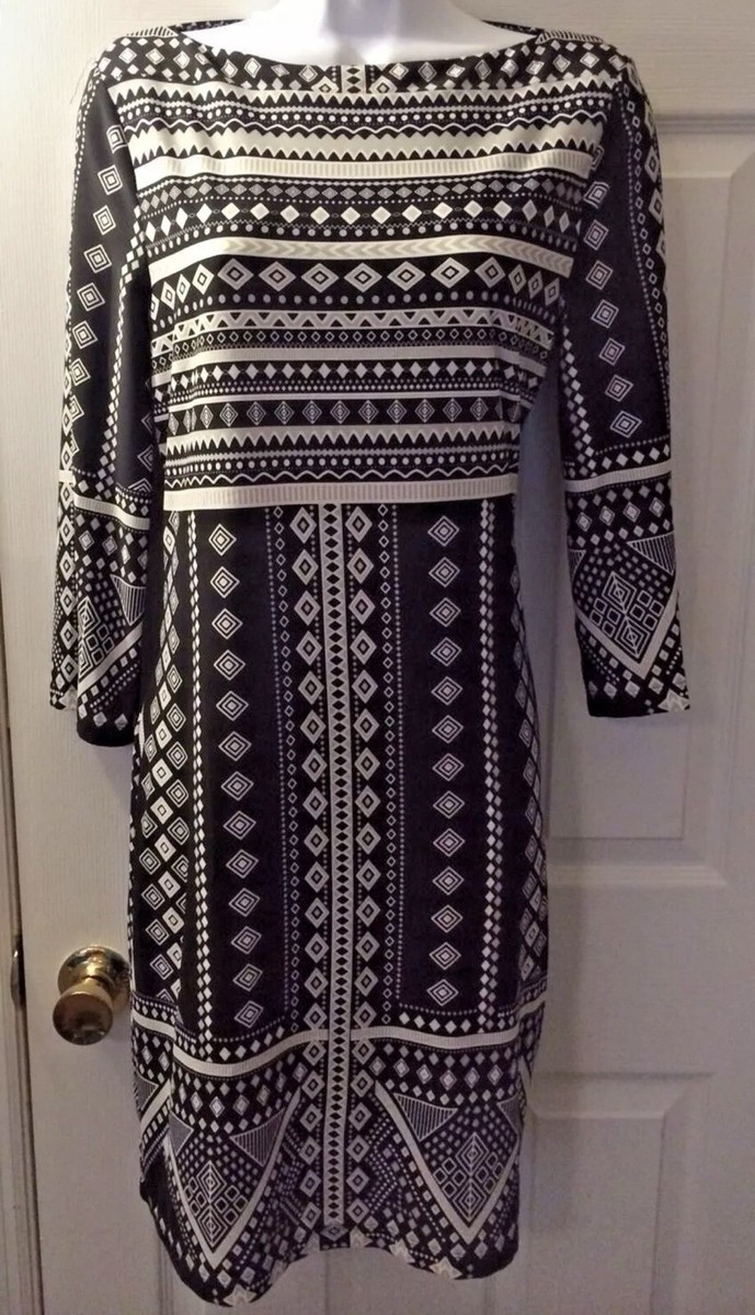 beige by eci dresses Dress Black Gray Jersey Knit Aztec Geometric Print Boatneck Sz 6 Beach Shirt Dresses at MATRIXIFYWK222025 Color:DOLMA This dress is crafted
