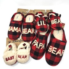 Dearfoams Mama Bear Papa Bear Lil Bear Baby Bear Memory Foam Slippers - Plaid