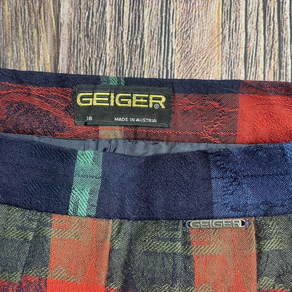 Falda plisada de lana Geiger Austria para mujer 38 a cuadros con bolsillos y forrada Foto 3 de 4