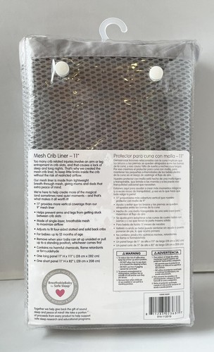 AirflowBaby By BreathableBaby Grey Silver Mesh Crib Liner 11” New, Never Opened - Picture 2 of 3