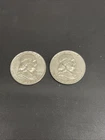 2 Silver Franklin Half Dollars 90% Silver 1957 & 1959