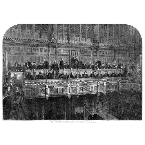 HOUSE OF COMMONS The Reporters Gallery - Antique Print 1867