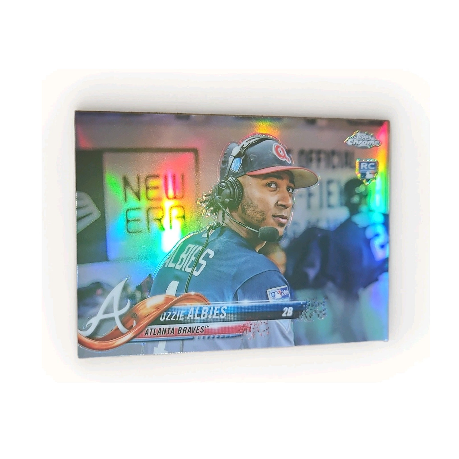 2018 Topps Chrome Ozzie Albies RC SP Headset Image Variation Refractor