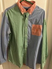 Chaps Button Shirt Men's XXL Color Blocked check Dress Gingham