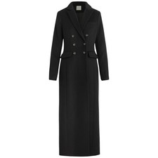 Favorite Daughter Womens Solid Black The Simon Button Classic Wool Coat New