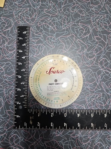 Vtg Graphic Profit Computer Sparco Circular Chart Plastic Wheel Calculator