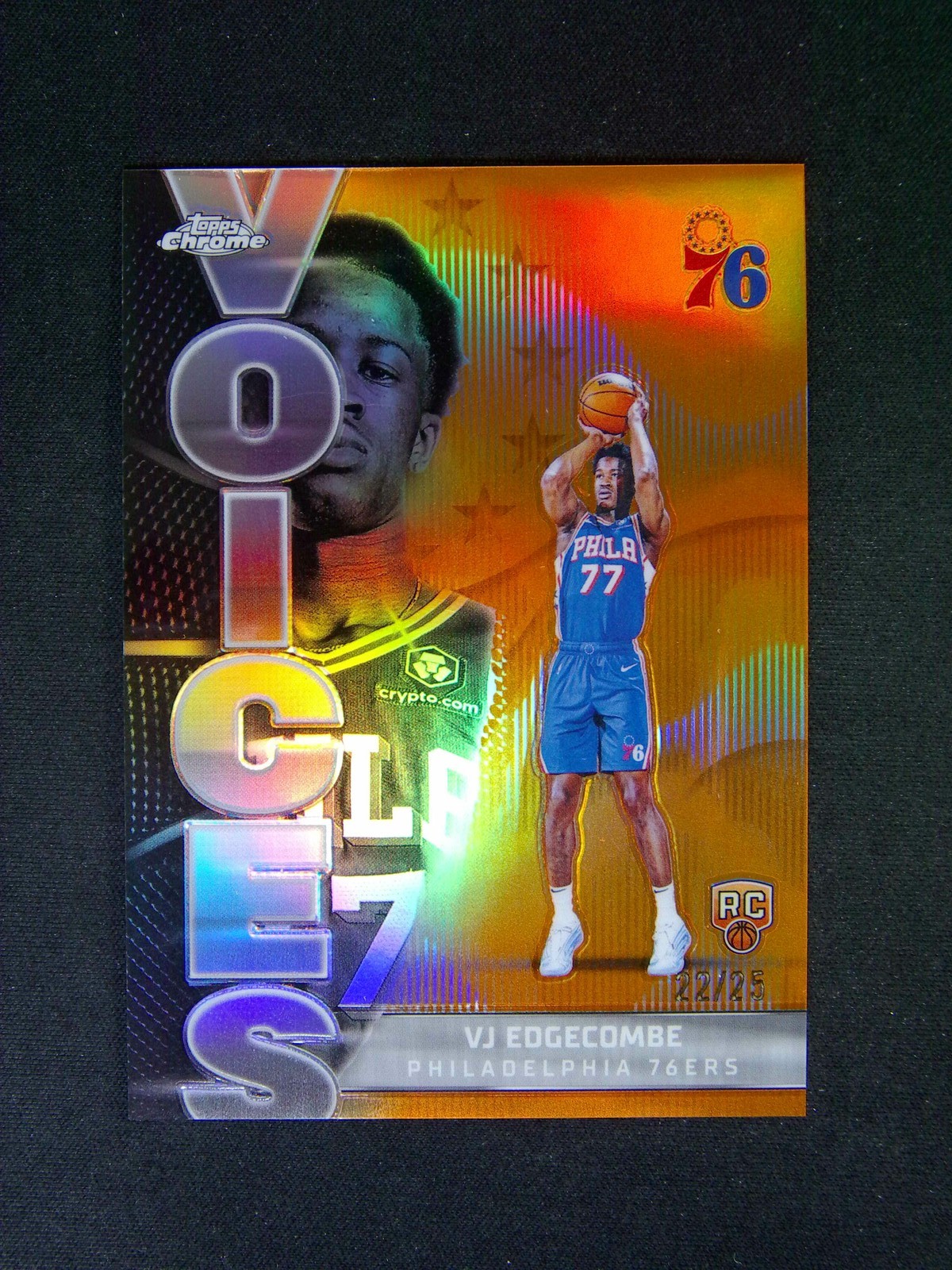 2025-26 Topps Chrome VJ Edgecombe RC Voices Orange Refractor /25