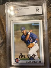 Bowman 2010 Starlin Castro Rookie #BP100 Chicago Cubs Autographed Graded Card. rookie card picture