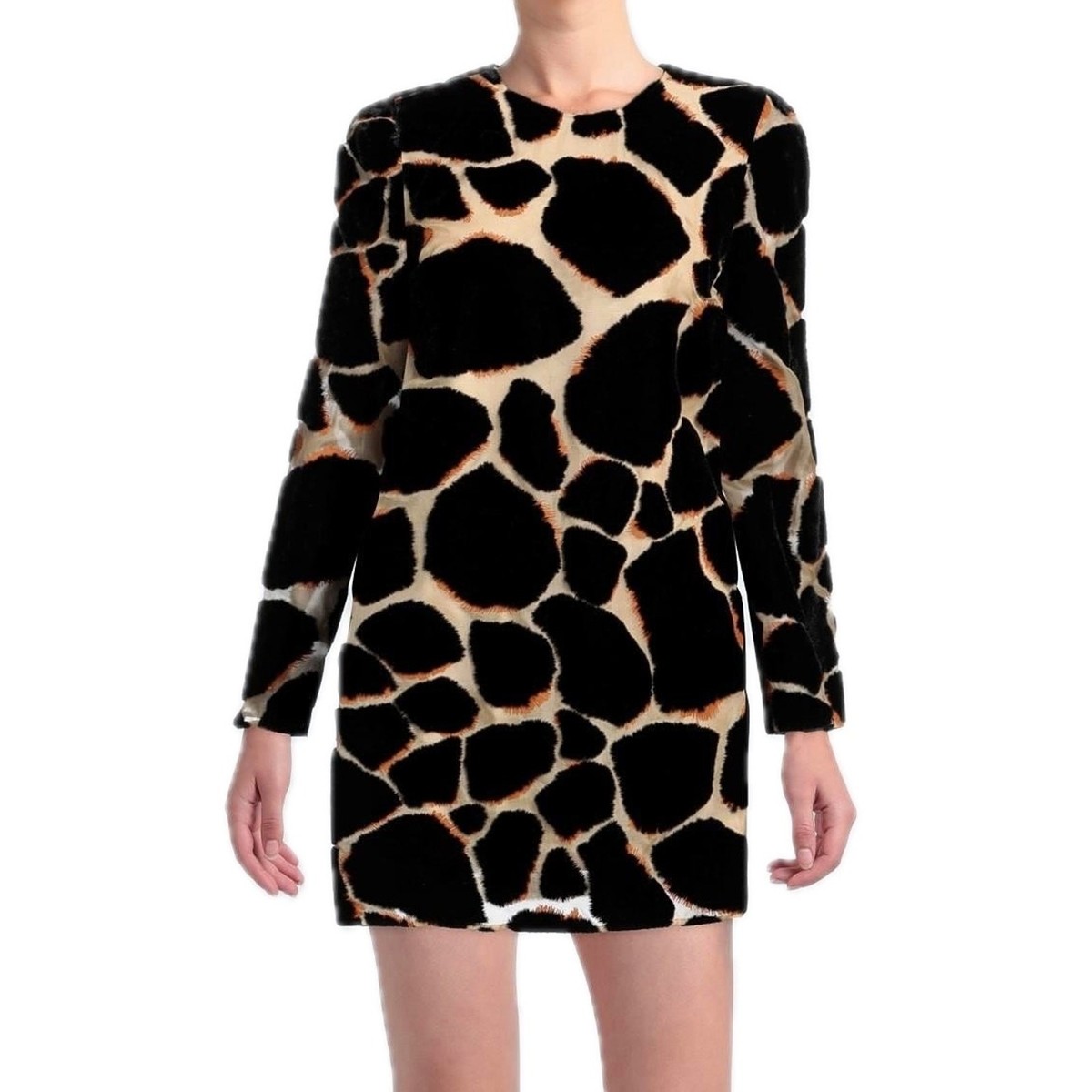 brown giraffe print dress Shapewear Bodycon Midi Dress | Low-Back Square Neck main image 0