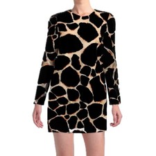 NWT DOLCE & GABBANA Runway Giraffe Print Mini Dress Brown IT 46 / XL