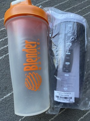 New * Protein Shaker Mixer Blender Cup 2x Bottles Powder Workout Orange ISO