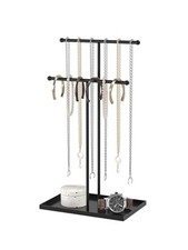 Necklace Organizers Holder, Small Jewelry Display Stand for Women, 2 Tier Black