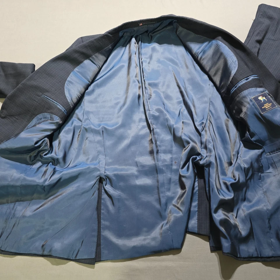 DEFECTO Hart Schaffner Marx Blazer Para Hombres 50L Azul Marino Cuadros Abrigo Deportivo Traje Chaqueta Foto 2 de 4