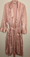 Vintage Victoria s Secret Gold Label Robe Pink Satin Jacquard Small Ties Belt