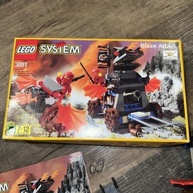 1999 LEGO 3051 Blaze Attack Not Complete w/Rare Flag & Instructions & Box