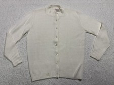 Vintage Prime Style Granny Cottage 100 Orlon Acrylic White Cardigan M Sweater
