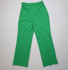 Vintage 70s Streetwear Womens 28 Knit Flared Wide Leg Chino Pants Green USA