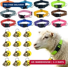 12 Pcs Goat Collars with Bells and Numbered Tags,Adjustable Nylon Grazing Collar