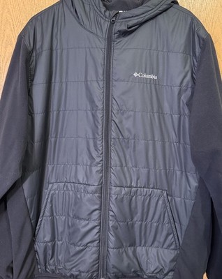 Columbia Jacket Womens XL Black Hooded Puffer Fleece Hybrid Full Zip