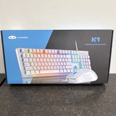 MageGee K1 Gaming Keyboard & Mouse Combo Wired USB Illuminated White 3200 DPI