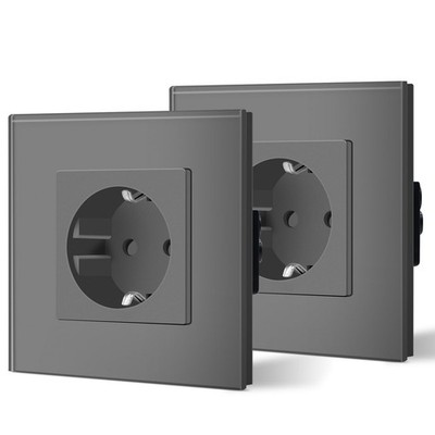 Schuko Steckdose 2er Pack 16Amp AC Power Kristallglas Platte 1 Fach