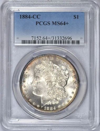 1884-CC MORGAN SILVER DOLLAR PCGS MS64+ CHOICE BU