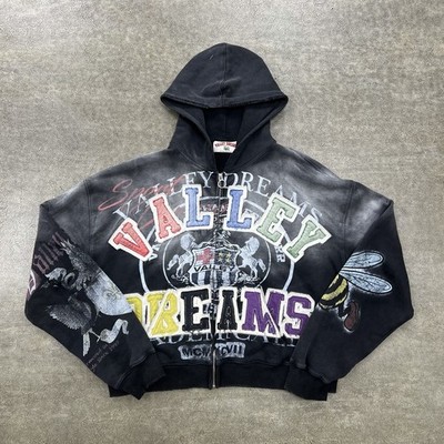 Vale Forever Black Blasted Zip Up Hoodie Valley Dreams (Size
