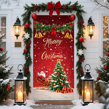 Merry Christmas Decorations Santa Tree Snowflakes Door Cover Gift 70.8X35.4"