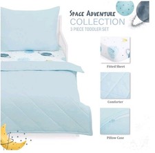 Toddler Space Adventure Organic Bedding Set Comforter,Fitted Sheet  Pillowcase
