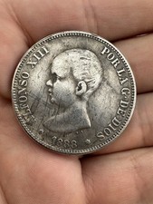 Coin 5 Pesetas Spain 1888 Alfonso XIII
