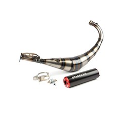 Auspuffanlage Stage6 Streetrace CNC, schwarz/rot für Derbi/Minarelli AM6 mit ABE