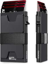 Slim Aluminum Card Holder Wallet, Holds 12 Cards, RFID Blocking Black 