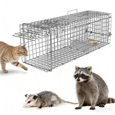 Humane Animal Cage Trap - Collapsible Galvanized Steel Live Cage Trap for Rac...