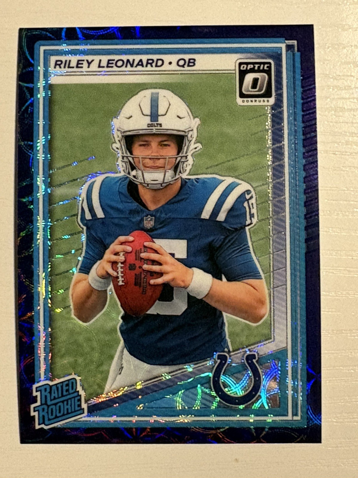 2025 Donruss - Rated Rookie Riley Leonard Optic Preview Blue Scope Prizm