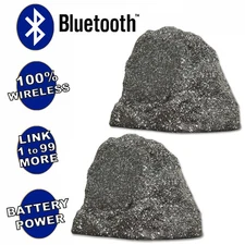 Theater Solutions Wireless 200W Rechargeable Bluetooth Rock Speaker Pair Grey