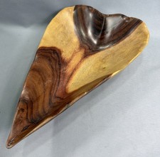 Tazón corazón tallado a mano plato granadillo madera pedestal base