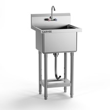 Commercial Single Bowl Kitchen Sink, 21" Freestanding Stainless Steel Utility