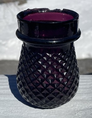 Antique 19th C Victorian Amethyst Purple Glass Christmas Candle Fairy Light Lamp