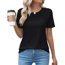 UK Ladies T Shirt Short Sleeve Summer Tops Women Dailywear Tee Blouse SIZE 8-20